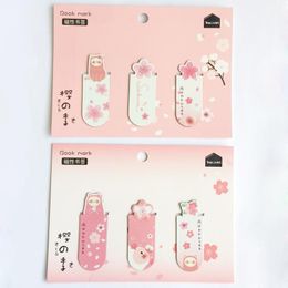 Bookmark 3pcs /Set Fresh Cute Bookmarks Books Marker Of Page Cactus Sakura Magnetic Student Stationery School Office Supply