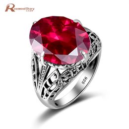 Princess Diana William Created Ruby Engagement Rings Real 925 Sterling Silver Cocktail Ring for Women Party Jewelry Fashion