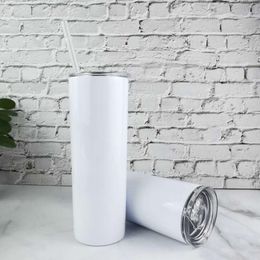 Wholesale 20oz 30oz Sublimation Blanks Straight Skinny Tumbler Double Wall Stainless Steel Tumblers Cup In Bulk