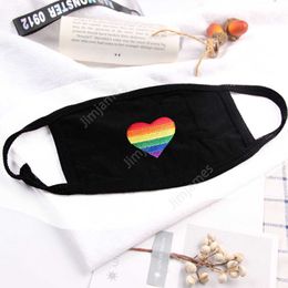 Rainbow Heart Masks Reusable Dust Mask Rainbow Bar Fashion Mask Cotton Disposable Reusable Mouth Masks Free DHL DAJ49