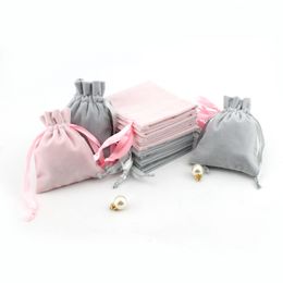 jewellery gift pouches wholesale UK - Velvet Jewelry Gift Bags with Cord Drawstring Dust Proof Jewellery Cosmetic Storage Crafts Packaging Pouches for Boutique Retail Shop 153 W2