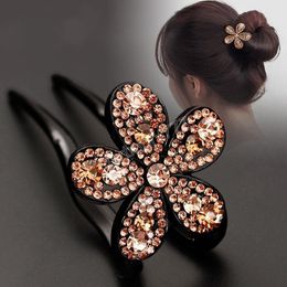 Fashion Hair Sticks Women Barrettes Rhinestone Colourful U Shape Hairpins Girls Ponytail Hair Accessories Headwear