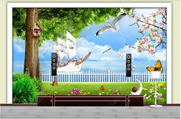 Custom photo wallpapers for walls 3d murals Modern and fresh seaside scenery beautiful seascape Mediterranean style TV background wall papers home decoration