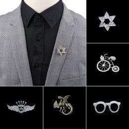 Pins, Brooches Men's Advanced Chic Bling Glasses Bike Star Flying Gragon Shape Pins Metal Brooch Lapel Badge Jewelry Accessories