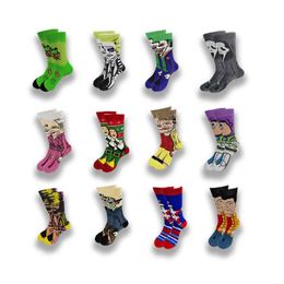 Men's Socks A Pair Of Men Happy Funny Winter Warm Cartoon Anime Clown Long Cool Crew Str