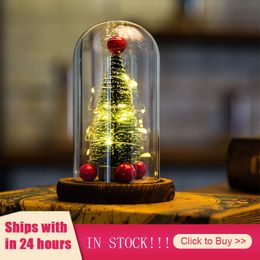 Christmas Decorations Tree LED Glass Dome Bottle Lamp Bedroom Night Light Ornaments Decoration For Home Xmas Wedding Party Birthday Gifts