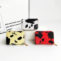 Card Holders Cow Pattern Bag Fashion Women'S Wallets Women Zipper Mini Coin Purse Ladies Small Wallet Holder 2022 Winter