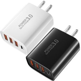 30W Fast Quick Charge PD Type c USB-C Charger Eu US UK AC Home Travel 4Ports Wall Chargers Power Adapter For IPhone 11 12 13 14 Samsung Lg Android phone