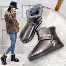 Autunno inverno nuovi scarponi da neve corti moda donna tutto abbinato scarpe di cotone caldo piatto con comfort e tempo libero all'aperto in pile