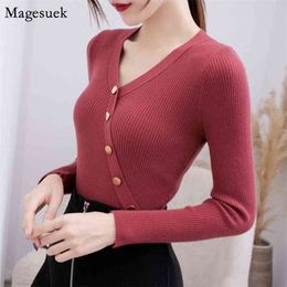 Slim Long Sleeve Women Sweaters Autumn Knit V-Neck Pullover Winter Christmas Jumper 7006 50 210512