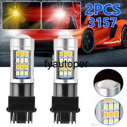 2pcs White/Amber Car Tuning White Amber Dual Color 3157 LED DRL Switchback Turn Signal Parking Light Bulb Car Accessories