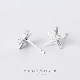 Fresh Cute Starfish Stud Earrings for Women Simple 925 Sterling Silver Exquisite Ear Studs Jewelry Korean Style 210707
