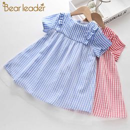 Bear Leader Baby Girls Princess Fancy Dresses Kids Girls Plaid Costume Children Mesh Vestidos Baby Cute Casual Clothing 2-7Y 210708