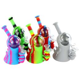 Glass water bong silicone pipes hookah smoking dab rigs one-eyed pipe bongs mix Colour design for dry herb cigarette