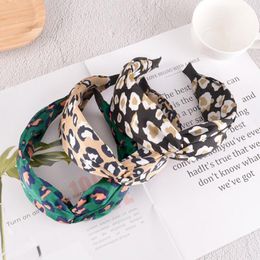Fashion Women Headband Wide Side Bohemia Leopard Hairband For Adult Middle Cross knot Casual Hair Accessories
