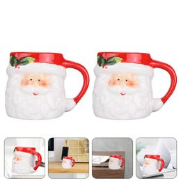 Mugs 2pcs Creative Christmas Cup Decorative Drinking Home Use Red