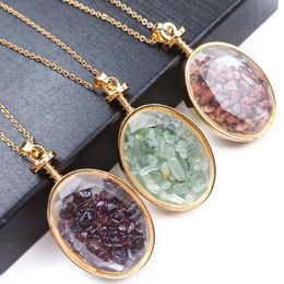 Chakra Crystal Pendant Necklace Reiki Healing Jewelry Natural Garnets Amethysts Tourmalines Quartz Chip Stone Neckalce Wish Gift Necklaces