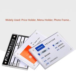 152*102mm Wall Mount 6mm Thick Magnetic Acrylic Sign Holder Frame Price Card Tag Label Counter Top Stand 50pcs