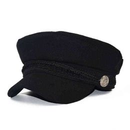 Casual Women's Autumn and Winter Retro Patchwork Beret Women's English Fashion Wool Shading Hat Y21111