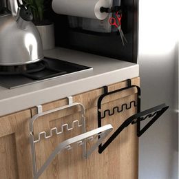 Household Cleaning Tools Foldable Cabinet Door Hanging Garbage Bag Holder Hook Sorting Trash Can Holder