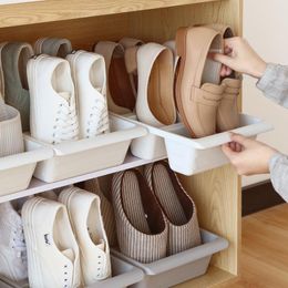 Clothing & Wardrobe Storage 3 Grids Stand Shoe Organiser Rack Holder Living Convenient Shoebox Slipper Sport Plastic 2pcs