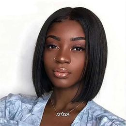 BOB 13x4 Lace Front Wig 4x4 4x1 T Middle 14-inch Straight Remy Human Hair Thick Tail Bobbi Collection