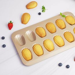 Non-Stick Madeleine Pot Baking Mould 12 Hole with Shell Cake Thickening Tray Used for Oven Bakin