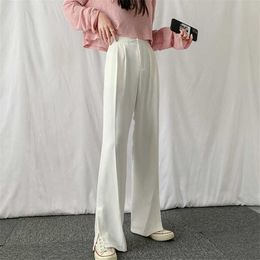 HziriP Fashion Loose-fitting All Match Chic Plus Size Brief Korean 2021 Split Pants High Waist Casual OL Streetwear Trousers Q0801