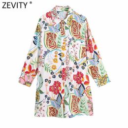 Zevity Women Vintage Patchwork Floral Print Casual Shirt Playsuits Female Sweet Loose Shorts Siamese Chic Business Rompers P1128 210603
