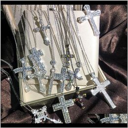 & Pendants Drop Delivery 2021 Fashion Mens Luxury Cross Necklace Hip Hop Jewelry Sier White Diamond Gemstones Iced Out Pendant Women Necklace