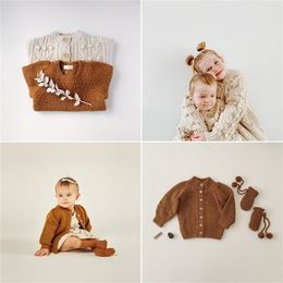 EnkeliBB Kids Winter Knitted Coats Lovely Style Toddler Boys Girls Pop Cprn Cardigan Baby Warm Coats For Baby 211106