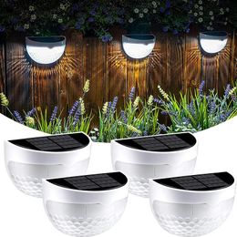 2pcs solar 6LED outdoor night lamp semicircle fence light black and white wall light water drop stair step lights new241C