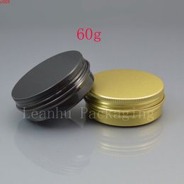 2022 pots cosmétiques couvercles en or 60g Contenants cosmétiques en aluminium vides noir 2 oz avec couvercle à vis 60ml en métal boîte doré boîte conteneur-cadeauBoD Qté