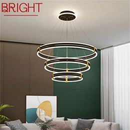 Pendant Lamps BRIGHT Nordic Lights Contemporary Black Luxury Round LED Lamp Fixture For Home Decoration