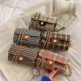 designer kids handbags fashion children mini woollen cloth Chequered chain accessories small change purse flower girls princess bags F953