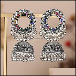 Dangle & Chandelier Earrings Jewellery Vintage Sier Colour For Women Ethnic Indian Boho Oxidised Big Bell Tassel Jhumka Drop Delivery 2021 Da0V
