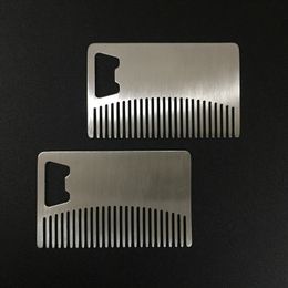 Professional Card style Men's mustache comb Beer openers Anti Static Stainless Steel Comb Bottle Opener JJB14096