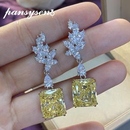 Sparking 100% 925 Sterling Silver Created Moissanite Citrine Gemstone Drop Dangle Earrings Women Fine Jewellery Wholesale & Chandelier