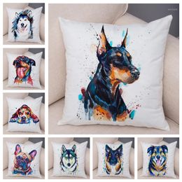 Cushion Decorative Pillow 50 Style Cute Watercolor Ink Pet Dog Case Decor Animal Pillowcase Soft Plush Cushion Cover For Car Sofa 287u