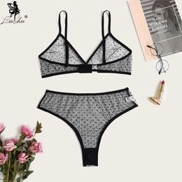 Sexy Set Leechee New Bra set Sexy Polka Dot Lingerie set Women Comfortable Transparent Brassiere+Panty Intimates Sexy Lingerie for Girls L2304