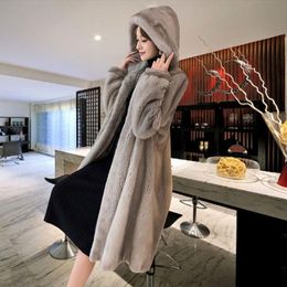 Women's Fur & Faux Hooded Plus Size 2021 Winter Outerwear Women Solid Long Coat High-end Warm Mink Jacket Fashion Coats Parka Femal