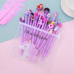 20PCs/set Creative Cartoon Unicorn Ink Pens 0.5mm Gel Writing Tool Cute Neutral Pen Office Stationery Student Signature Wholesale 0409