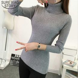 Spring Autumn Slim Solid Black Elasticity Tight Knitted Sweaters Winter Turtleneck Sweater Long Sleeve Thick Warm Pullover 210527