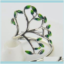 Cluster Jewelrygreen Leaves Vintage Rings For Women Hand Jewellery Female Ladies Bohemian Wedding Femme Engagement Gifts Drop Delivery 2021 Zu