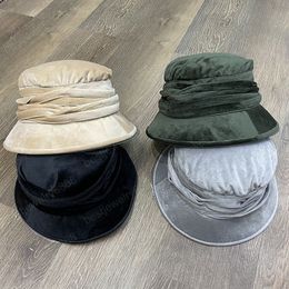 autumn winter fold velvet leisure lady bucket cap women fishermen hat