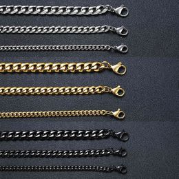 Vnox Men Simple 3-11mm Stainless Steel Cuban Link Chain Necklaces for Male Jewellery Solid Gold Black Tone Gifts Miami Curb Chain