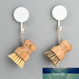 Multi-functional Palm Pot Brush Bamboo Round Mini Scrub Kitchen Scrubber For Wash Dishes Pots Pans Sinks And Vegetables