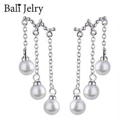 BaliJelry Fashion Pearl Earrings For Women 925 Silver Jewellery Accessories Long Style Drop Earring Wedding Engagement Wholesale Dangle & Chan