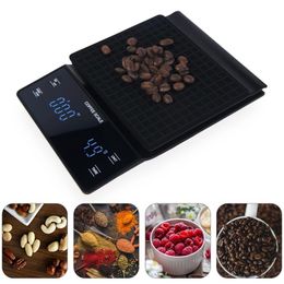 3kg 0.1g Coffee Drip Scale Digital Scale Mini Digital LED Display With Timer Kitchen Jewelry Scales Measuring Tools 210915