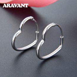 925 Sterling Silver Hollow Heart Hoop Earring for Women Wedding Jewellery Gift